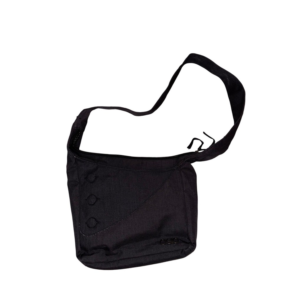 OGIO Black Canvas Crossbody Shoulder Bag Button Detail Adjustable Strap Travel‎